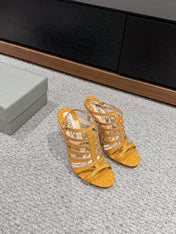 HIGH SANDAL 10 CM IN TIGER ORANGE CALFSKIN