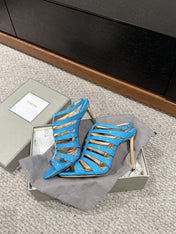 HIGH SANDAL 10 CM IN AZURE BLUE CALFSKIN