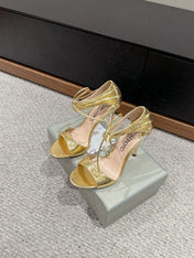 HIGH HEEL 10 CM SANDAL IN GOLD CALFSKIN 684363