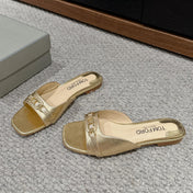 WHITNEY SLIDE IN GOLD CROCODILE LEATHER