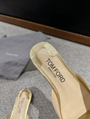 WHITNEY SLIDE IN GOLD CROCODILE LEATHER