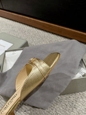 WHITNEY SLIDE IN GOLD CROCODILE LEATHER