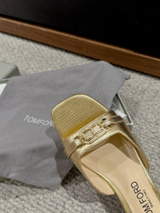 WHITNEY SLIDE IN GOLD CROCODILE LEATHER