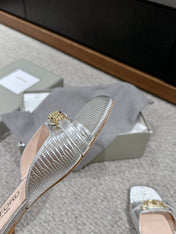 WHITNEY SLIDE IN SILVER CROCODILE LEATHER