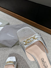 WHITNEY SLIDE IN SILVER CROCODILE LEATHER