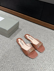 WHITNEY SLIDE IN RED BROWN CROCODILE LEATHER