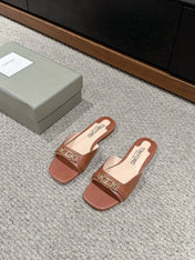 WHITNEY SLIDE IN RED BROWN CROCODILE LEATHER