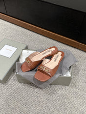 WHITNEY SLIDE IN RED BROWN CROCODILE LEATHER