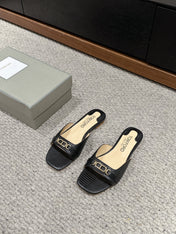 WHITNEY SLIDE IN BLACK CROCODILE LEATHER