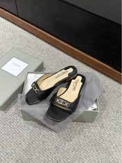 WHITNEY SLIDE IN BLACK CROCODILE LEATHER