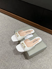 WHITNEY SLIDE IN WHITE CROCODILE LEATHER