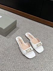 WHITNEY SLIDE IN WHITE CROCODILE LEATHER