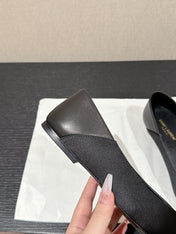 SL NOUR POINTED TOE BALLET BLACK SATIN