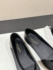 SL NOUR POINTED TOE BALLET BLACK SATIN