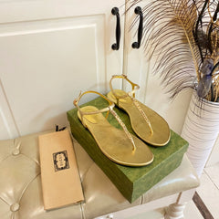 GG SIGNORINA THONG SANDALS IN GOLD SHEEPSKIN