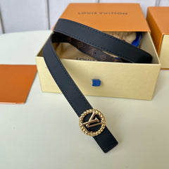 LV Circle Nautical 20mm black sheep square head belt with gold reverse buckle