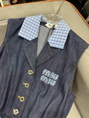 SLEEVELESS DENIM DRESS DARK INDIGO 266710