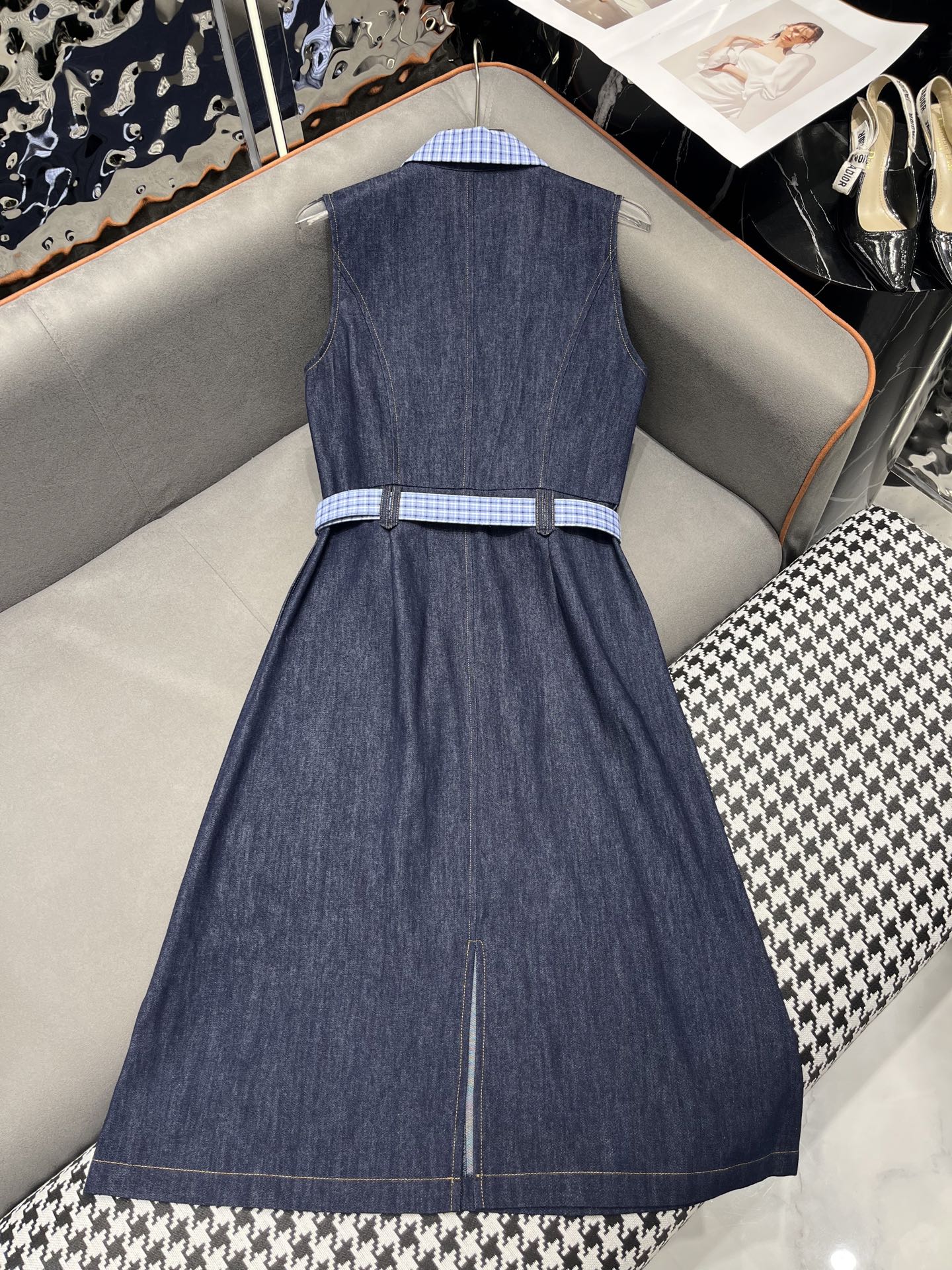 SLEEVELESS DENIM DRESS DARK INDIGO 266710