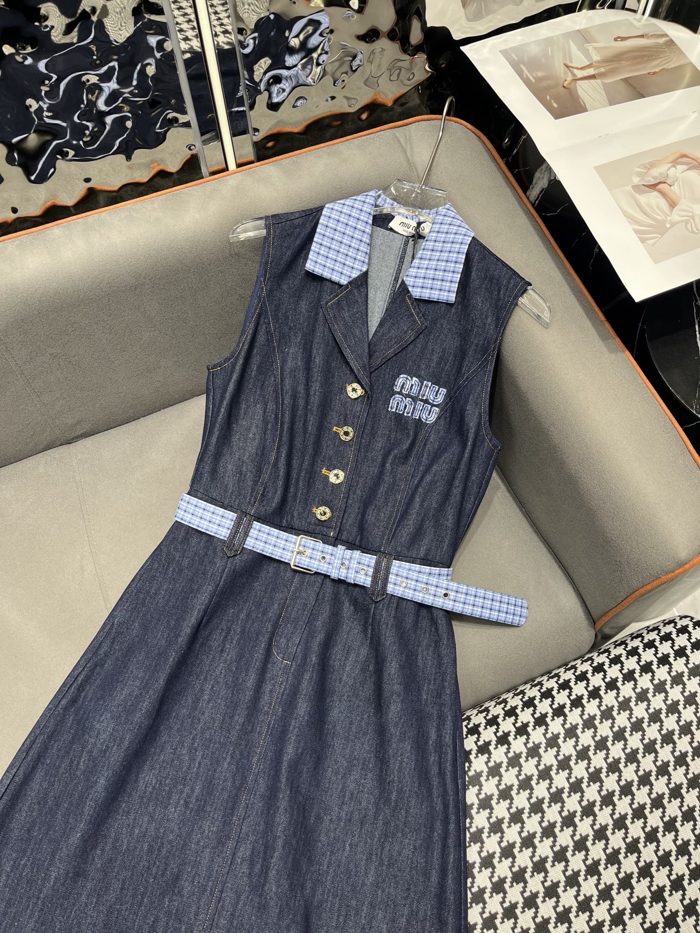 SLEEVELESS DENIM DRESS DARK INDIGO 266710