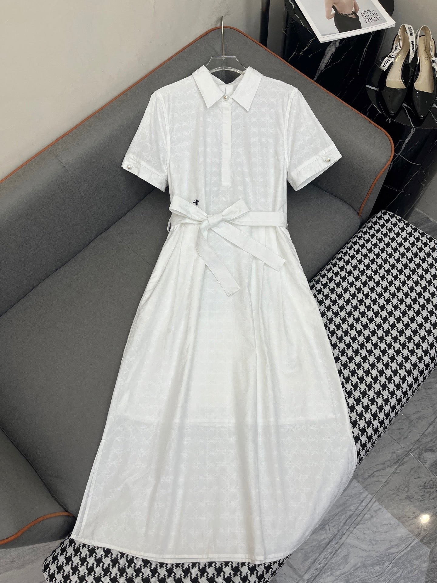 DIOR LONG SHIRT DRESS 25S IN COTTON JACQUARD 266617