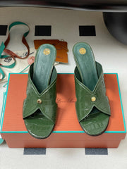HIGH HEELS 80 MM IN MOSS GREEN CALFSKIN SNAKE EMBOSSING