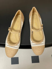 BALLERINAS IN WHITE MIX PEANUT BROWN RAFFIA