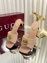 GUCCI 26S HIGH-HEELED SANDALS 45 MM IN NUDE PINK CALFSKIN