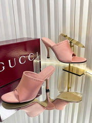GUCCI 26S HIGH-HEELED SANDALS 100 MM IN PINK SATIN