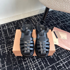 ROMAN THICK-SOLED SANDALS BLACK CALFSKIN