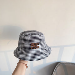 BUCKET HAT MODEL 652077 IN BLACK & WHITE GINGHAM FABRIC