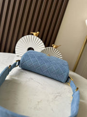 CHANEL 25S SHOULDER BAG 26 IN BLUE DENIM WITH GOLD HARDWARE