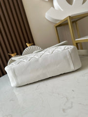 CHANEL 25S SHOULDER BAG 34 IN WHITE CAVIAR WITH SILVER HARDWARE