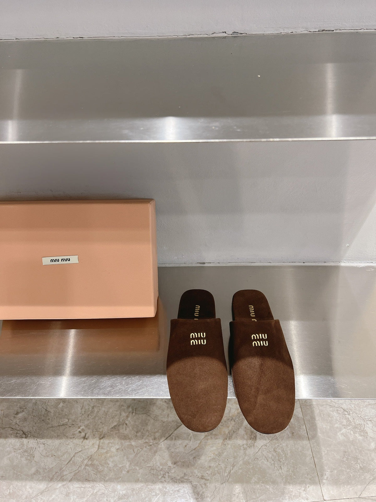 Mules Slippers Pecan Color Lambskin