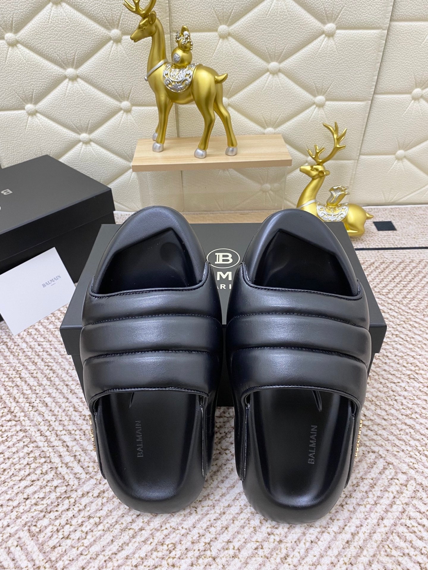 BALMAIN 25S BALMAIN MULES IN BLACK FULL CALFSKIN