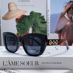 LOGO CAT EYE SUNGLASSES 513005 IN BLACK ACETATE