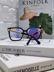 SQUARE SUNGLASSES 632882 IN BLACK ACETATE CLEAR LENSES