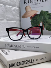 SQUARE SUNGLASSES 632889 IN BLACK AND RED ACETATE