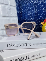 MONTAIGNE SUNGLASS 560859 IN BEIGE ACETATE PINK SMOKE LENSES