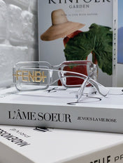 EMBOSSED LOGO DIAGONAL RECTANGULAR SUNGLASSES 563312 IN ACETATE