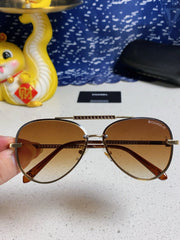 CAT EYE SUNGLASSES 641935 IN GOLD METAL BROWN SMOKE LENSES