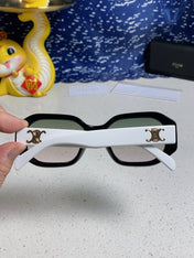 TRIOMPHE SQUARE SUNGLASS 566739 IN BLACK AND WHITE ACETATE