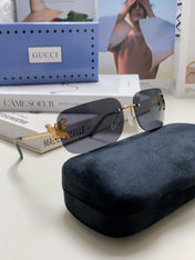 BUTTERFLY EMBELLISHED RIMLESS RECTANGULAR FRAME SUNGLASSES 570245 IN METAL