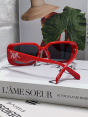 MONTAIGNE SUNGLASS 571592 IN RED ACETATE TEXT LOGO