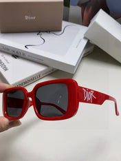 MONTAIGNE SUNGLASS 571592 IN RED ACETATE TEXT LOGO