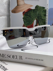 OBLIQUE SUNGLASS 571600 IN WHITE METAL BLACK MIRROR LENSES