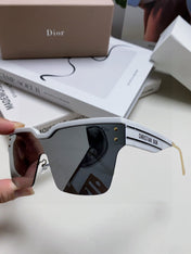 OBLIQUE SUNGLASS 571600 IN WHITE METAL BLACK MIRROR LENSES