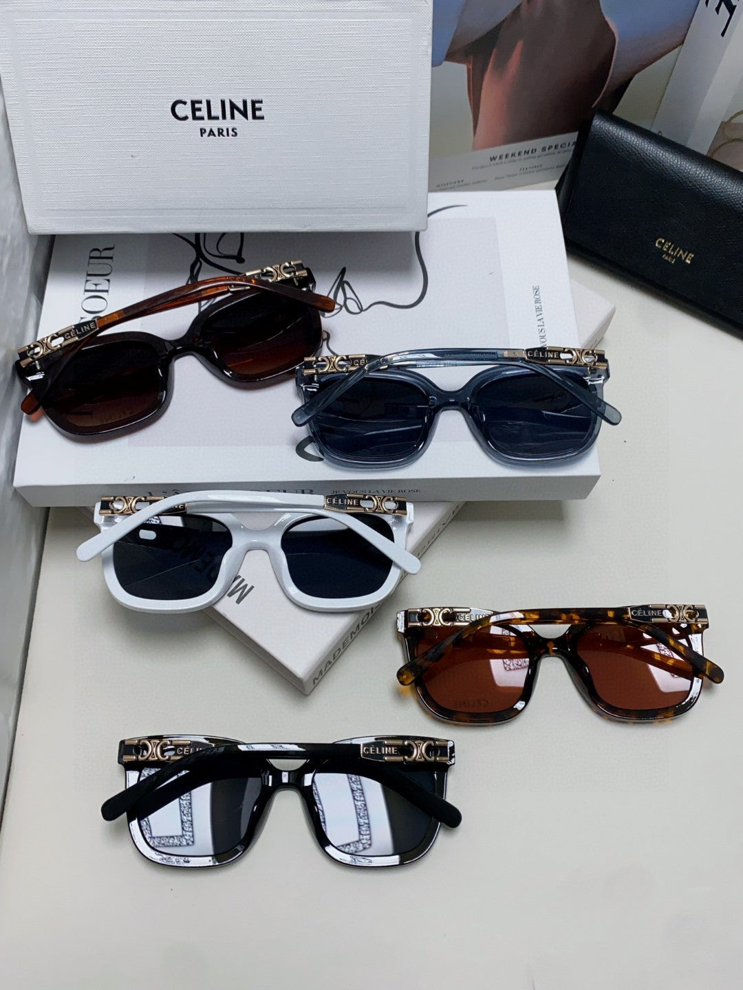 TRIOMPHE SUNGLASSES 573248 IN BROWN ACETATE METAL LOGO