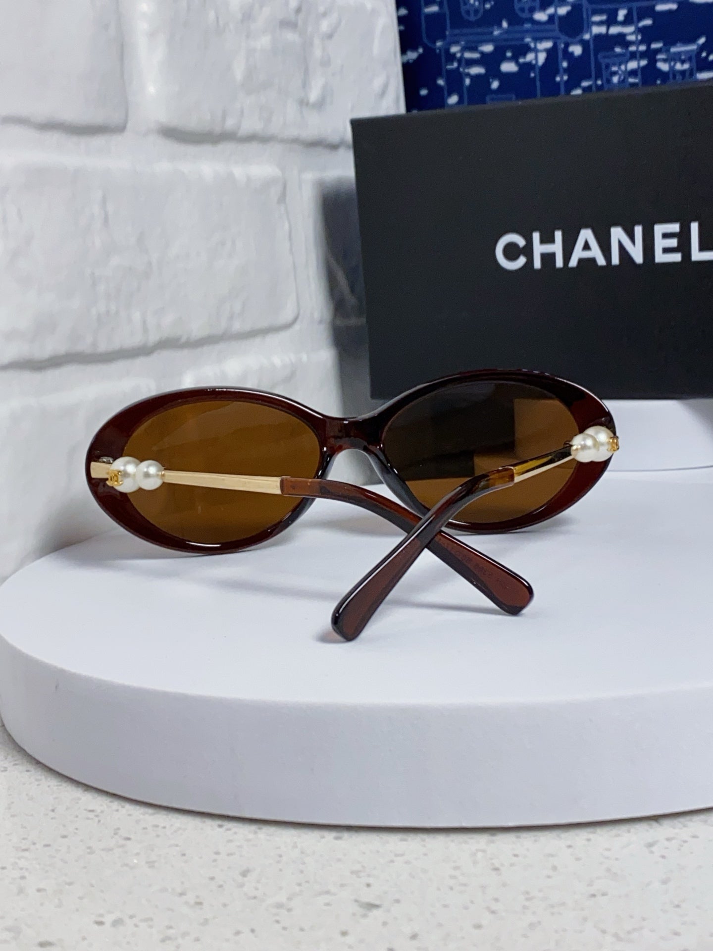 OVAL SUNGLASSES 640342 IN BROWN CLEAR ACETATE METAL FRAME