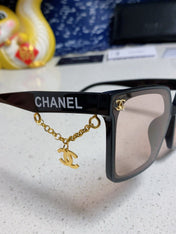 SQUARE SUNGLASSES 641807 IN BLACK ACETATE LIGHT BROWN LENSES