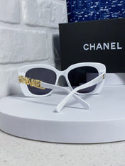 BUTTERFLY SUNGLASSES 641814 IN WHITE ACETATE GOLD METAL LOGO